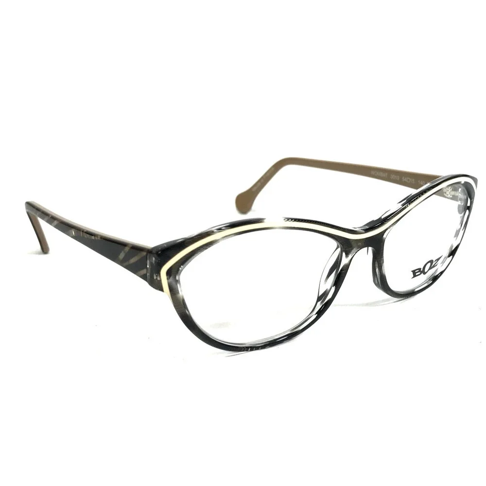 BOZ Eyeglasses Frames WOMBAT 0010 Black Grey White Striped Clear 54-15-140